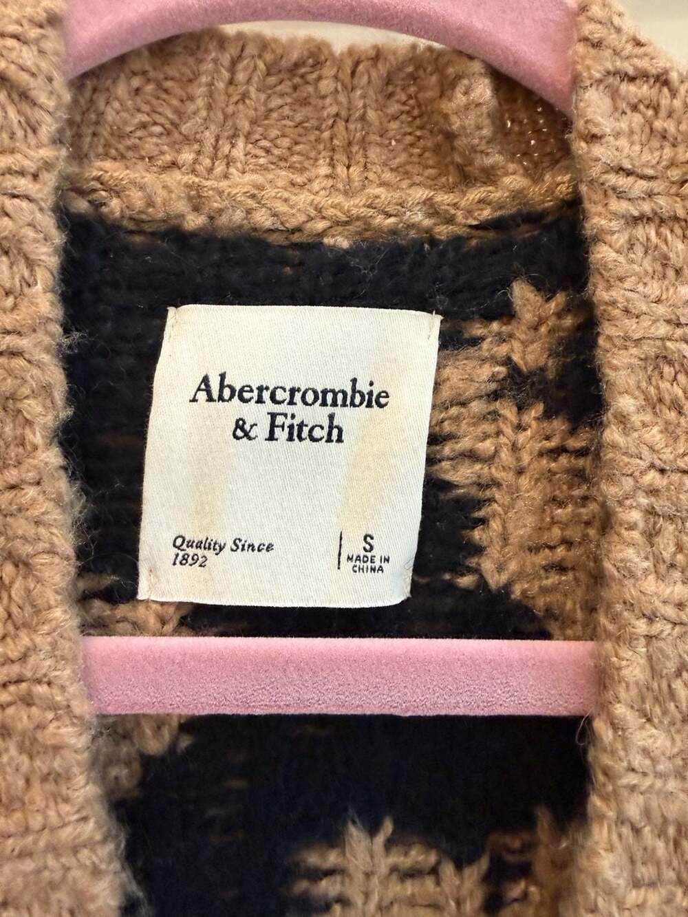 Abercrombie & Fitch Brown Black Leopard Print Open Front Knit Cardigan Size S - Picture 3 of 6